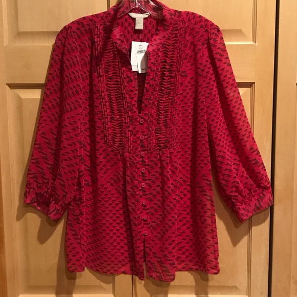 Banana Republic Tops - New Banana Republic Red Patterned Blouse